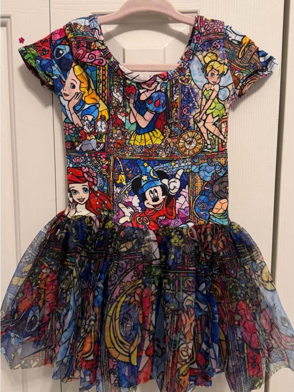 Girls' Multicolor Disney Character Tulle Dress - Short Sleeve Halloween Costume